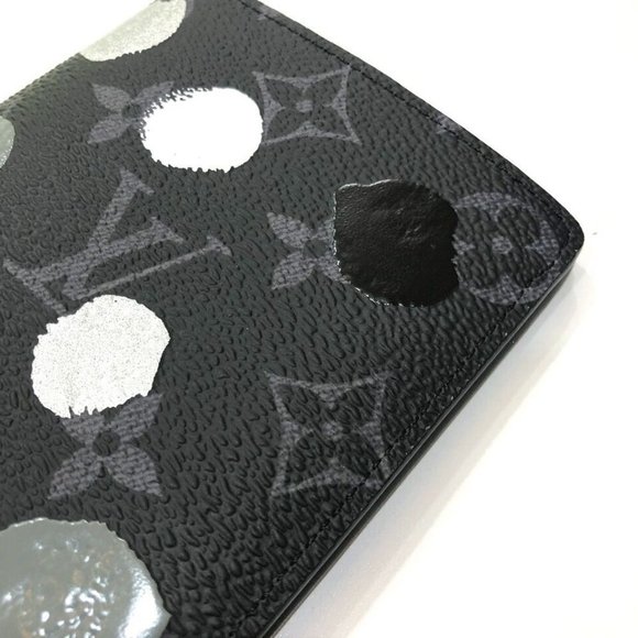 LOUIS VUITTON  MonogramEclipse Portefeuille Brazza Yayoi Kusama Wallet - Picture 9 of 16
